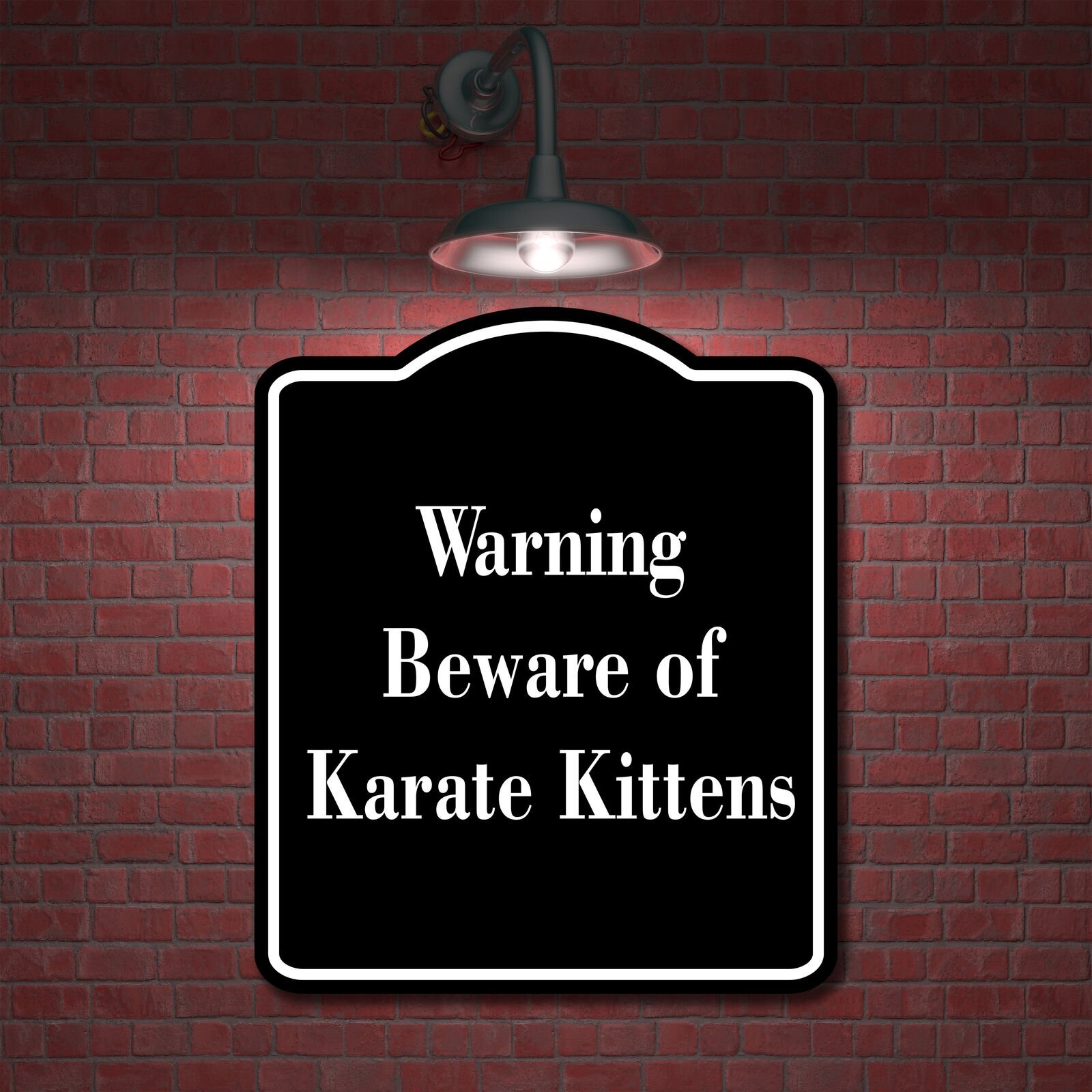 Warning – Beware of Karate Kittens BLACK Aluminum Composite Sign