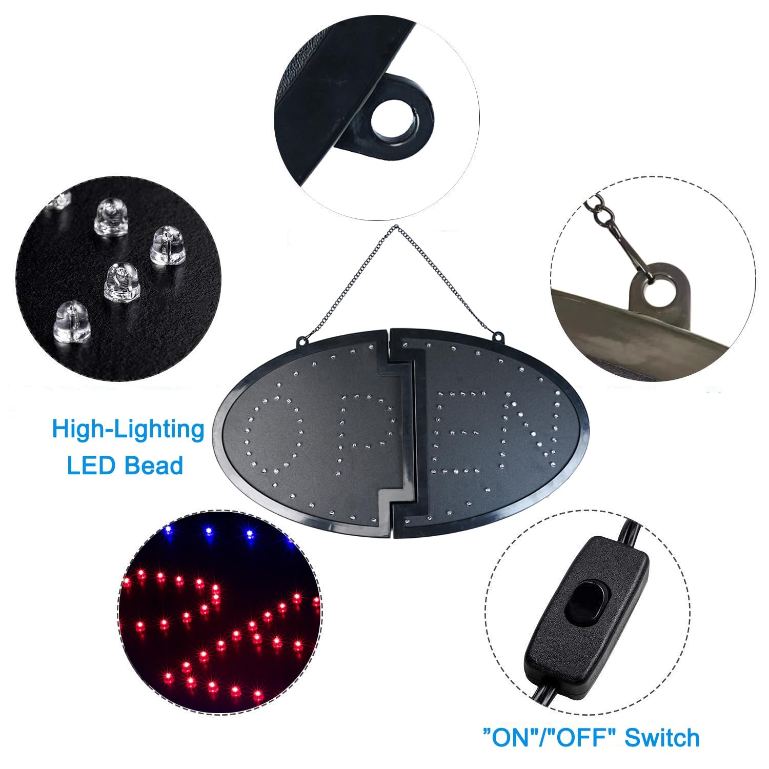LED Open Sign, 23&Prime; x 14&Prime; Large High Visibility Advertisement Board Bright Ele…