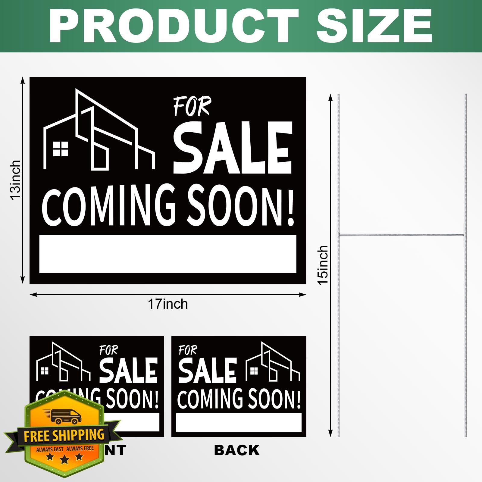 Otoolling 3 Pack Coming Soon Real Estate Sign Black