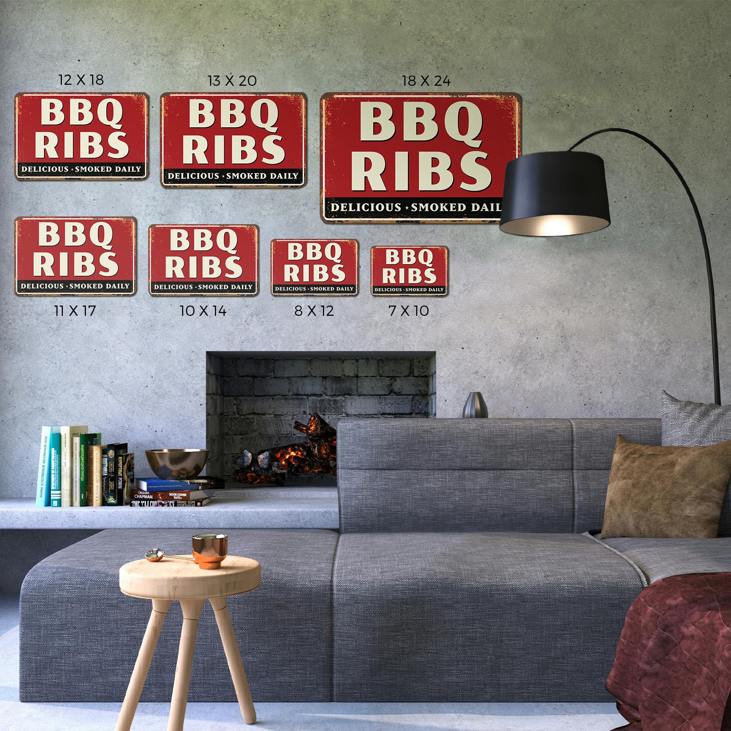 BBQ Ribs Sign Smoke Sauce Smiles Durable Perfect for Kitchens Patios