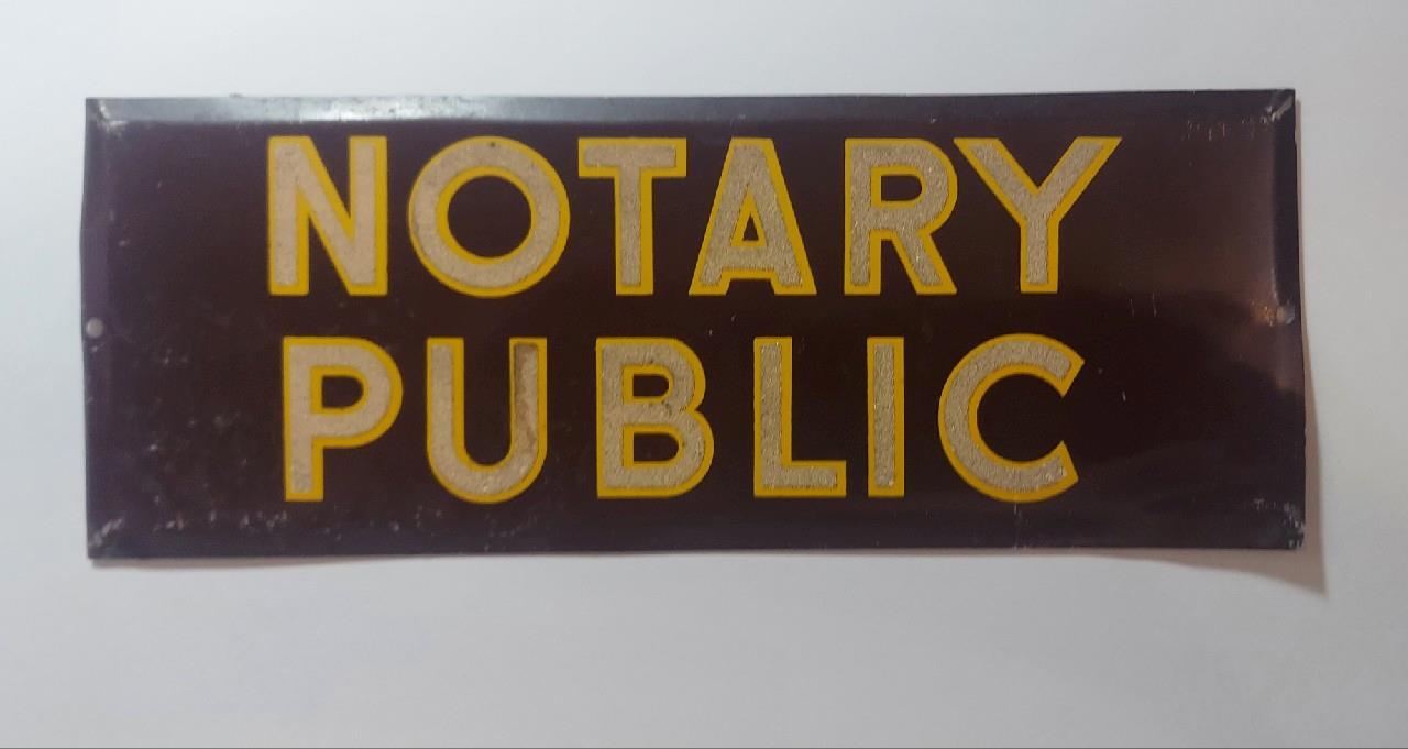 Art Deco 1930&rsquo;s NOTARY PUBLIC metal sign St. Augustine, Florida Exchange Bank