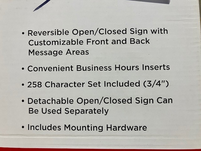 Open Close for Business Sign, 3 in 1, Cosco, 3/4 inch changeable characters