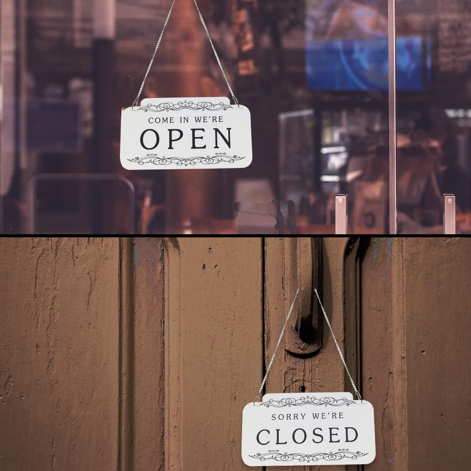 Open and Closed Business Sign Plastic Signboards Double Sided Reversible Open an