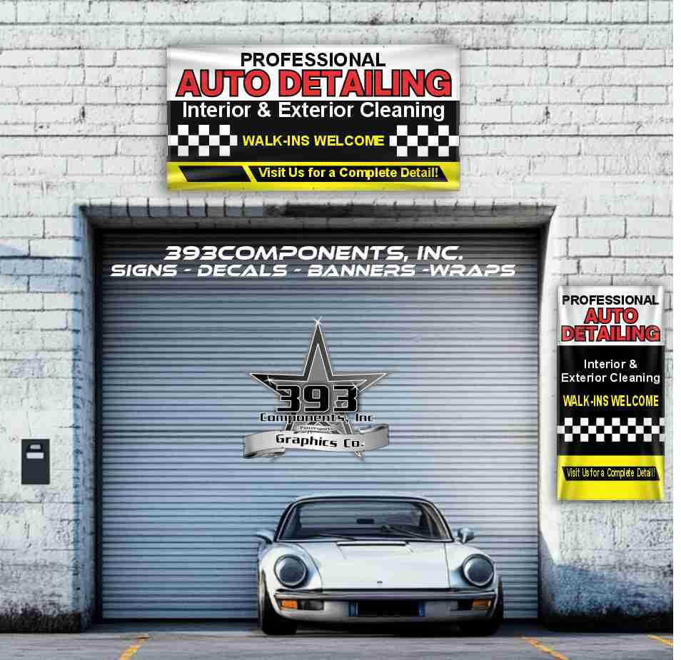 Auto Detailing Banner – Vinyl Sign – Interior & Exterior Car Cleaning