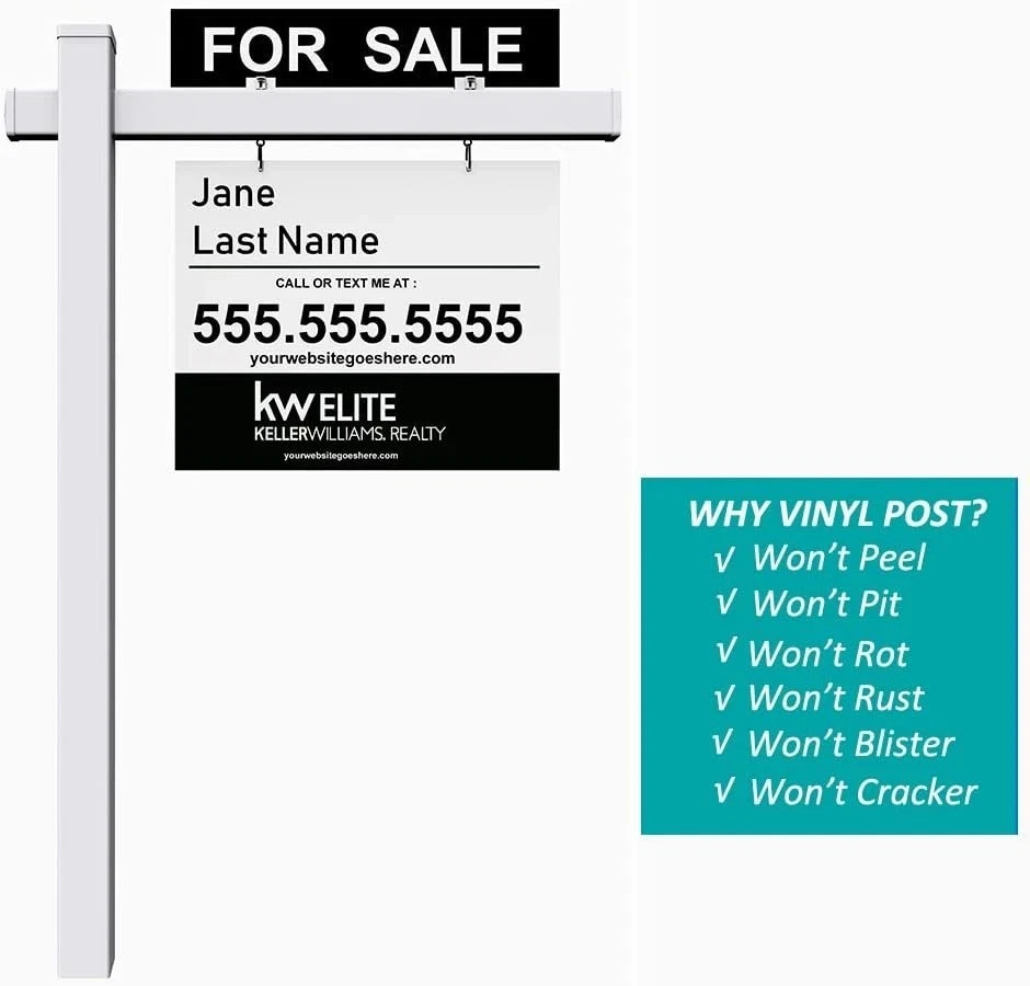 Vinyl PVC Real Estate Sign Post 6ft. Tall 4&Prime;x 4&Prime;x 72&Prime; Realtor Yard Sign Post …