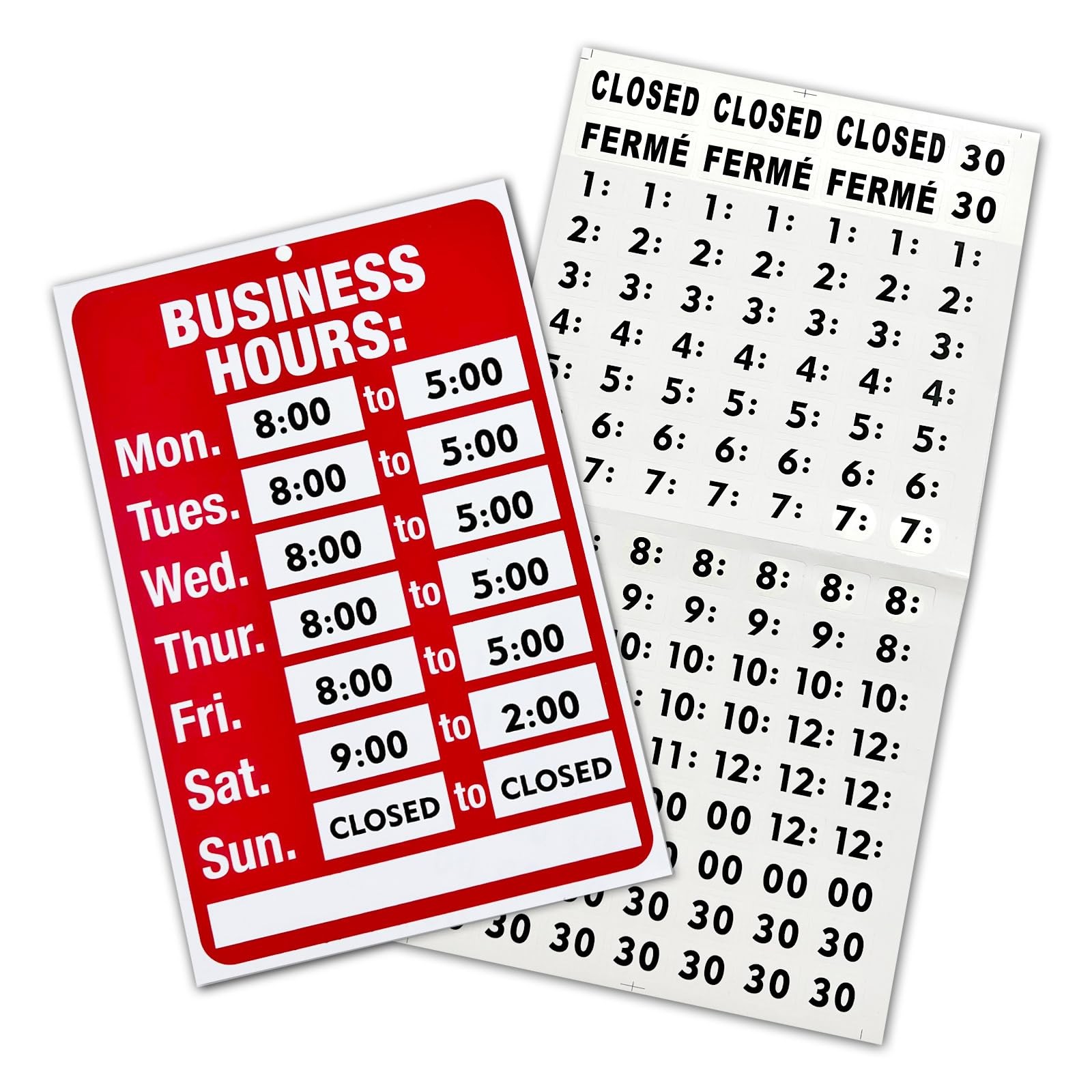 EKSPRINT Business Hours Sign, standard, Red & White Sign