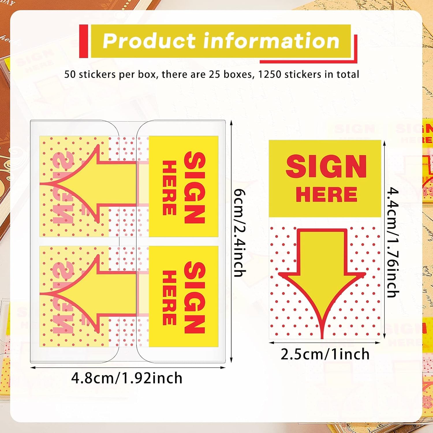 25 Pack/ 1250 Pcs Sign Here Tabs 1 Inch Sign Here Stickers Date Post Tabs Flags
