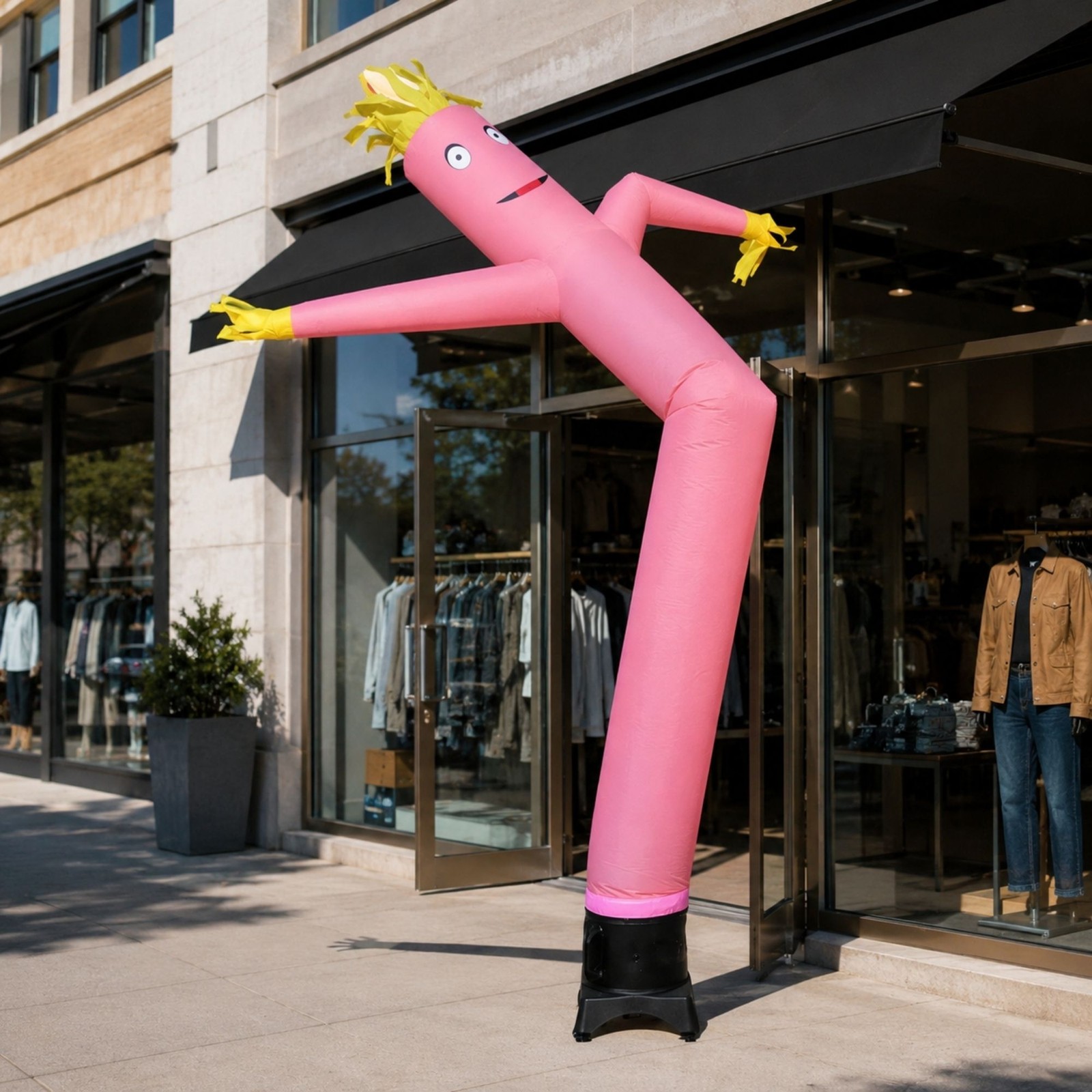 Advertising Inflatable Tube Man 12ft Pink Blow Up Wavy Flailing with Blower