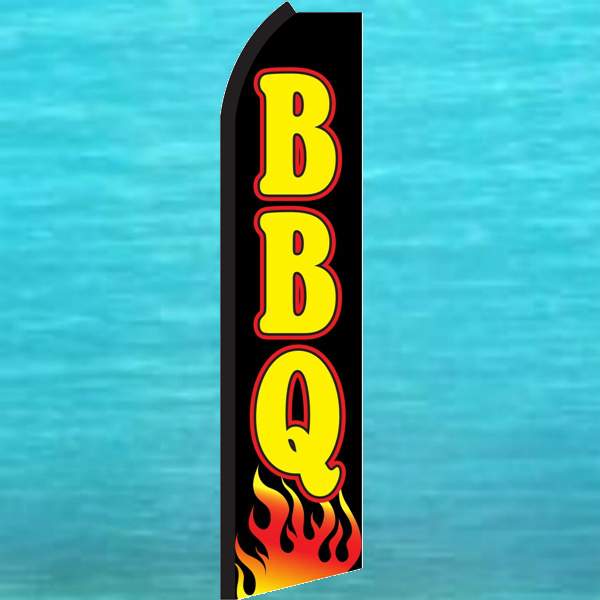BBQ FLUTTER FLAG Tall Curved Top Feather Swooper Advertising Banner Sign