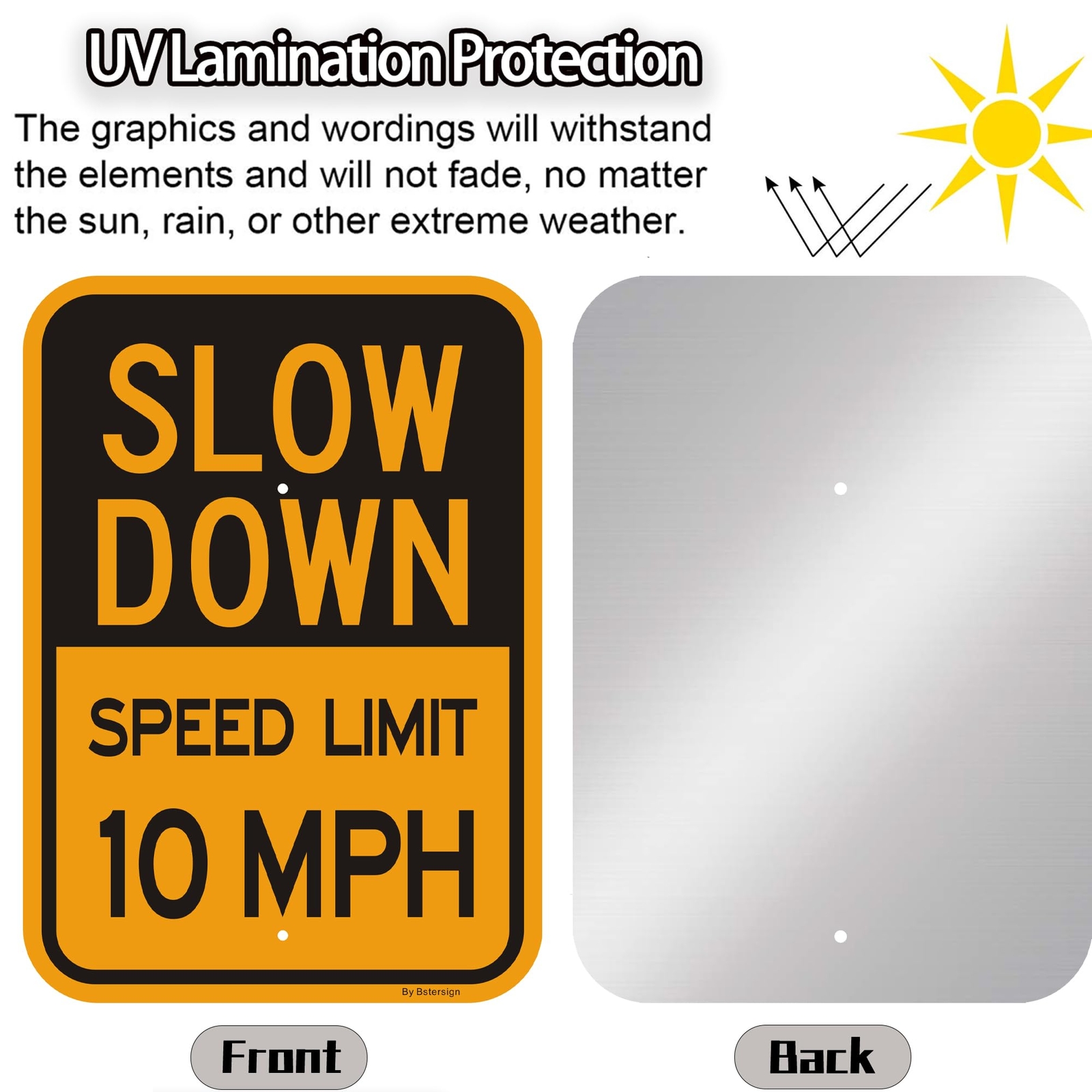 2Pack Slow Down Speed Limit 10MPH Sign with 36 inch Stake 14 x 10 Inches Refl…