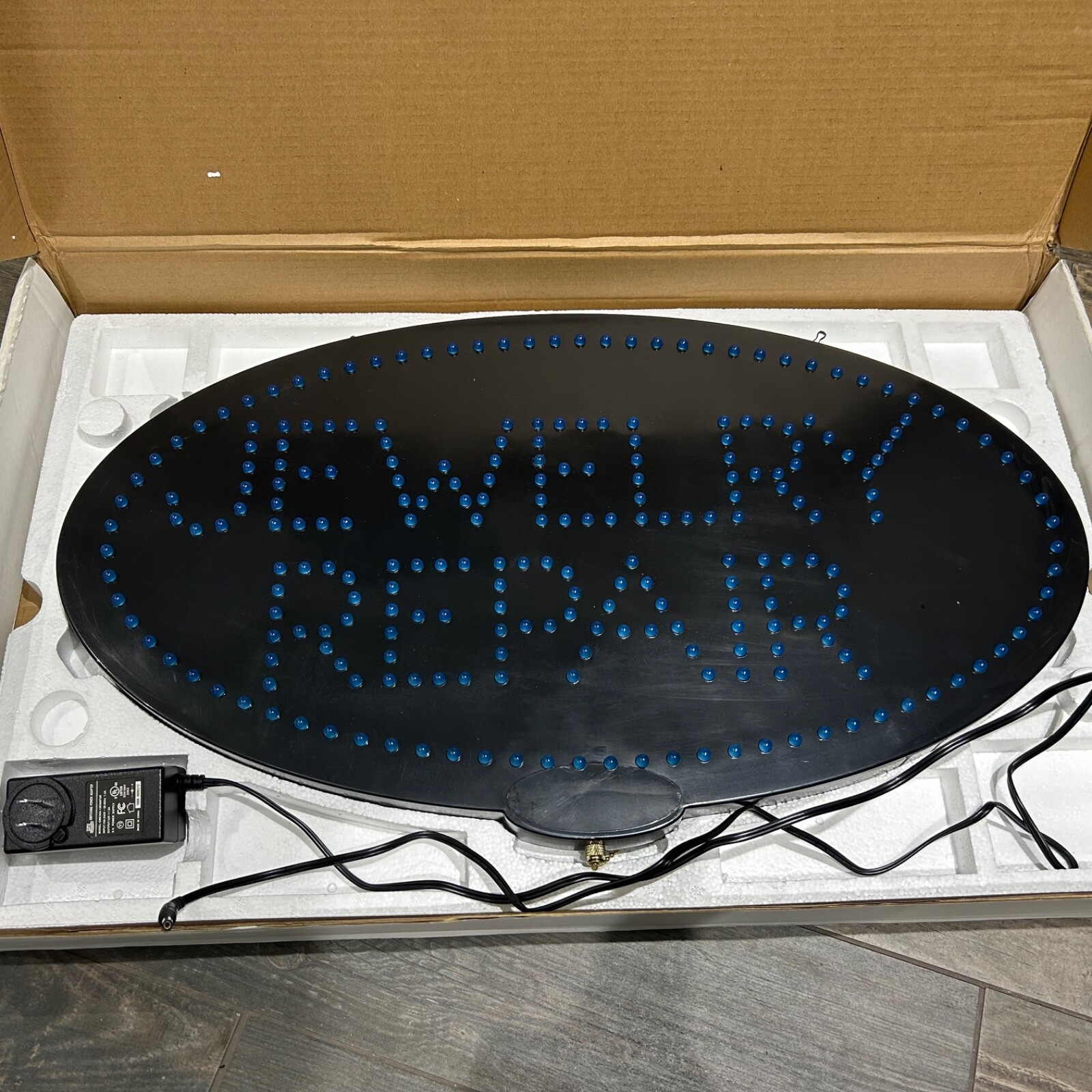 Jewelry Repair Black Blue LED Window Sign Oval Indoor Use Only 15in by 27in