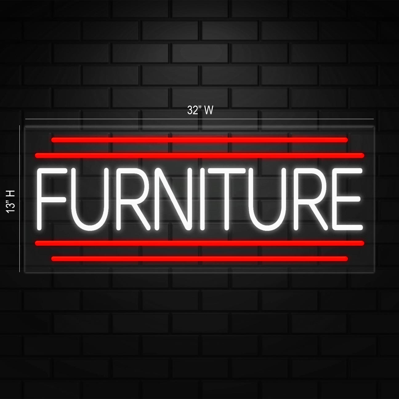 Furniture Sign for Business Displays | LED Flex Neon | 32&Prime;W x 13&Prime;H x 1&Prime;D