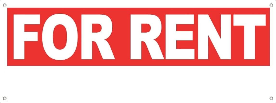 18×48 FOR RENT Vinyl Banner Sign with Grommets wrb