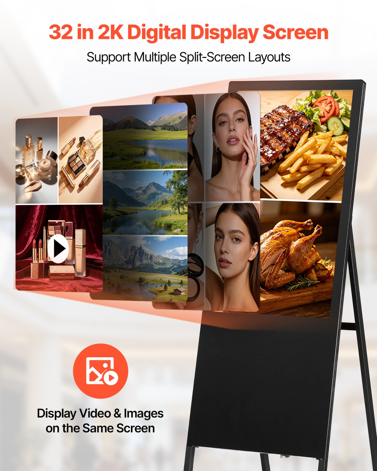 32in Digital Signage Kiosk Floor Stand LCD Display WiFi Android HDMI USB