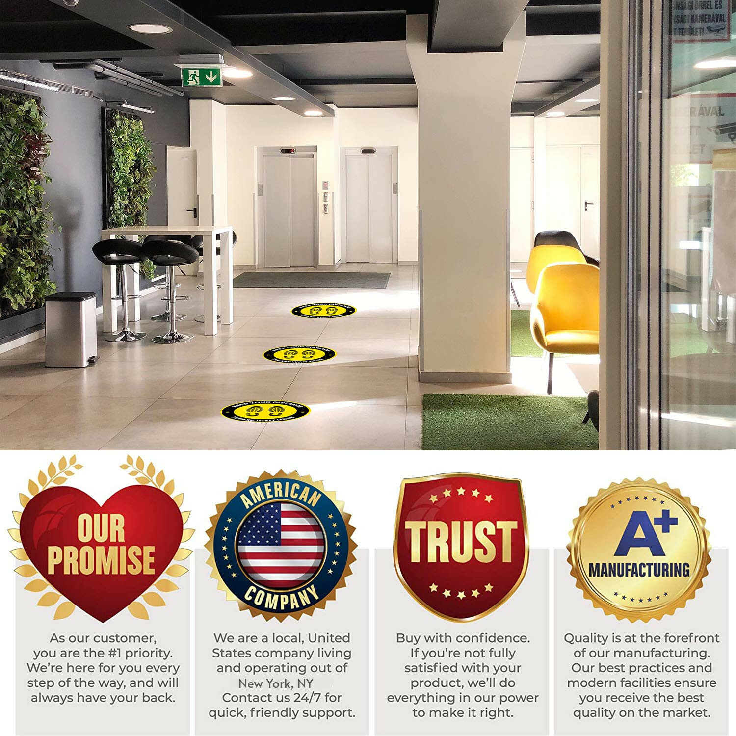10 Pack Social Distancing Floor Decals – 11&Prime; Commercial Grade Removable Sticker