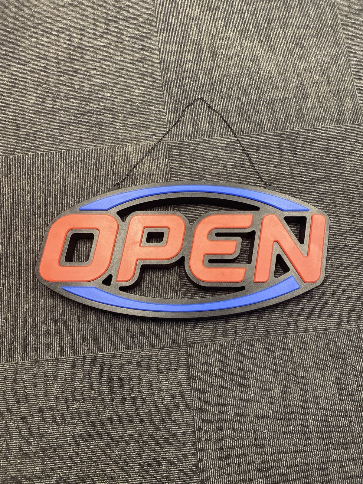 LED Illuminated Red Blue Black &lsquo;OPEN&rsquo; Hanging Business Illuminated Sign