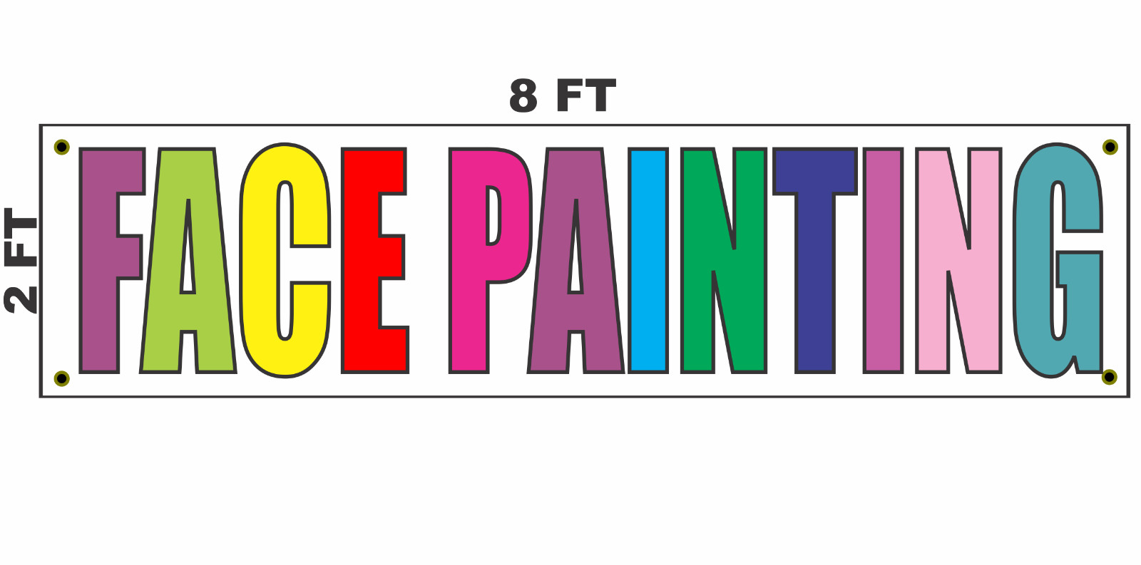 FACE PAINTING Multi Colored Banner Sign 2×8