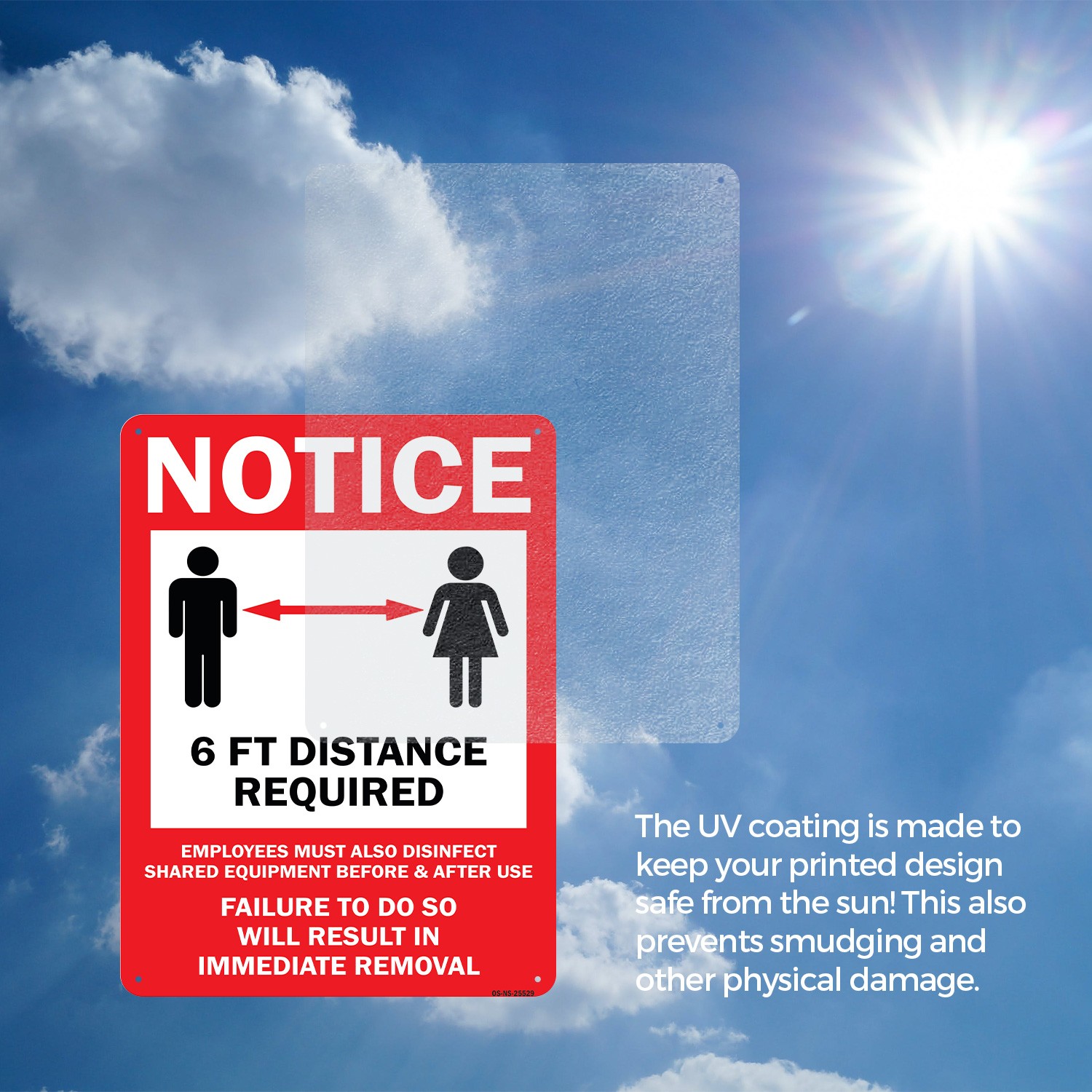6ft Distance Required Public Safety Sign Metal, Plastic, Or Decal – 5 or 10 Pack