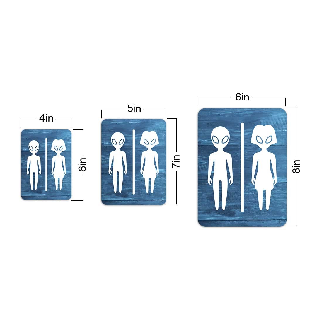Portrait Round Plus – Fun Aliens Restroom Wall or Door Sign | Fun Restroom Sign