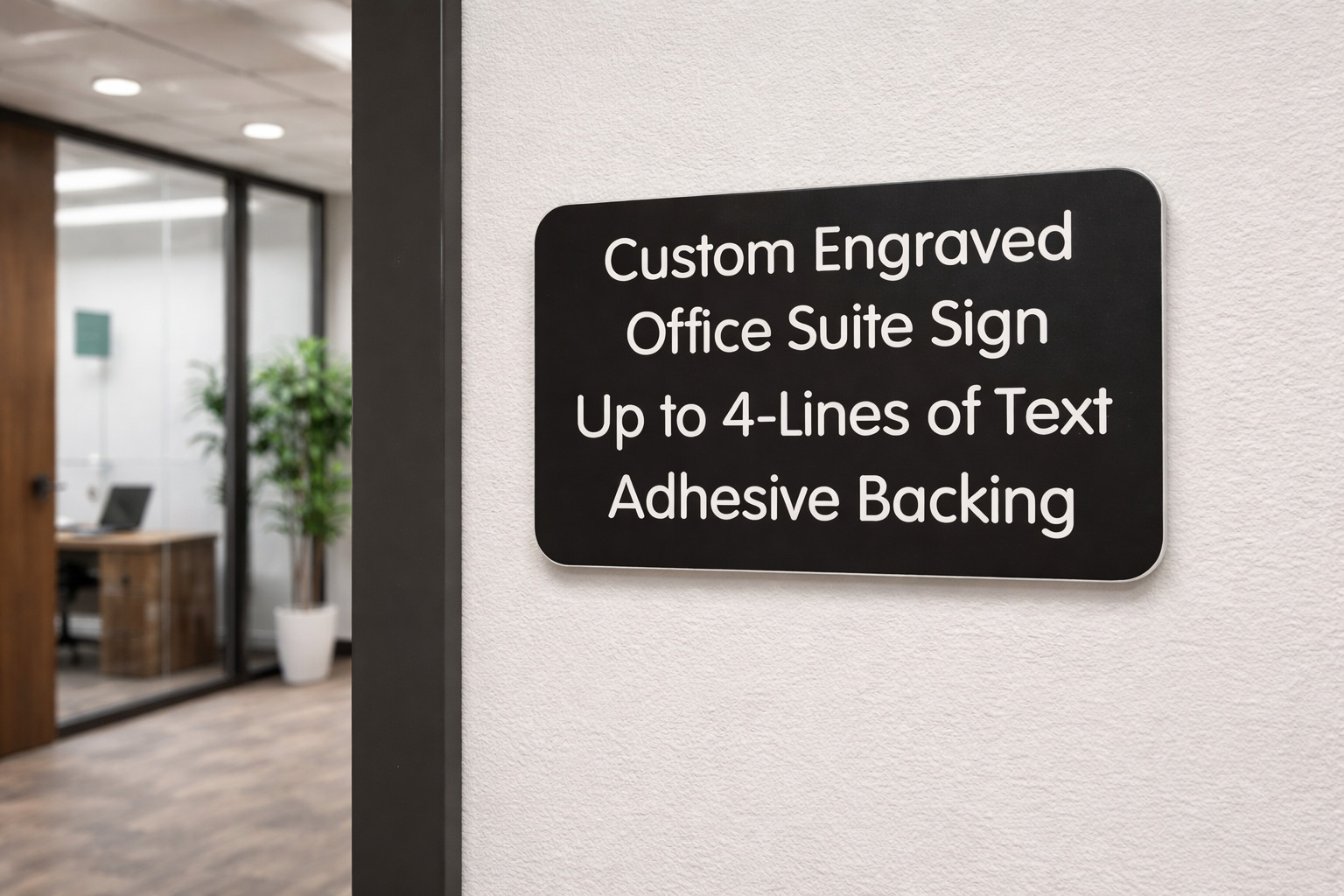 Custom Engraved Black 4×6 Office Suite Sign ~ Small Business Wall Door Plaque