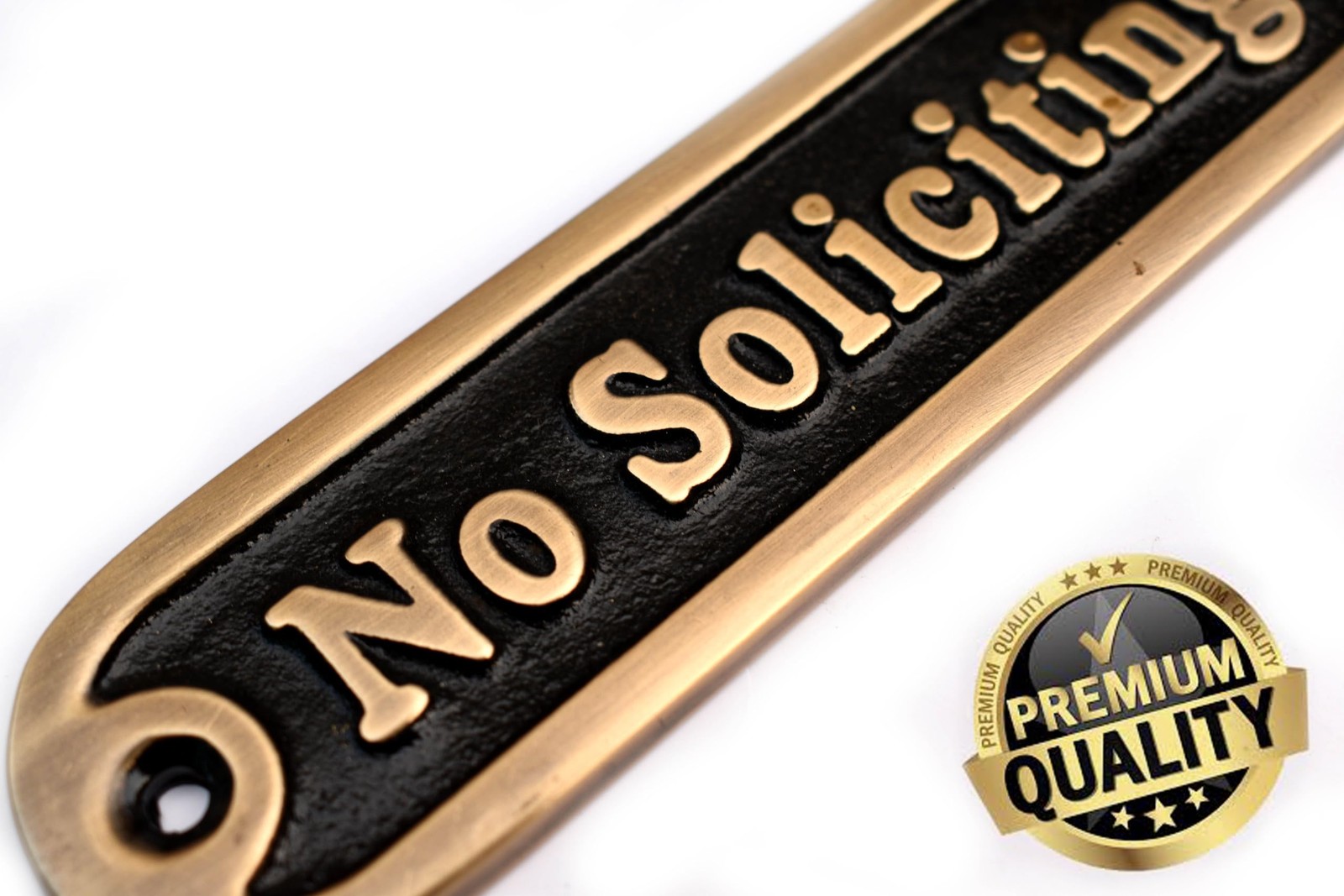 Brass No Soliciting Thank You Sign 5&Prime; – Solid Brass Wall Plaque – No Soliciting