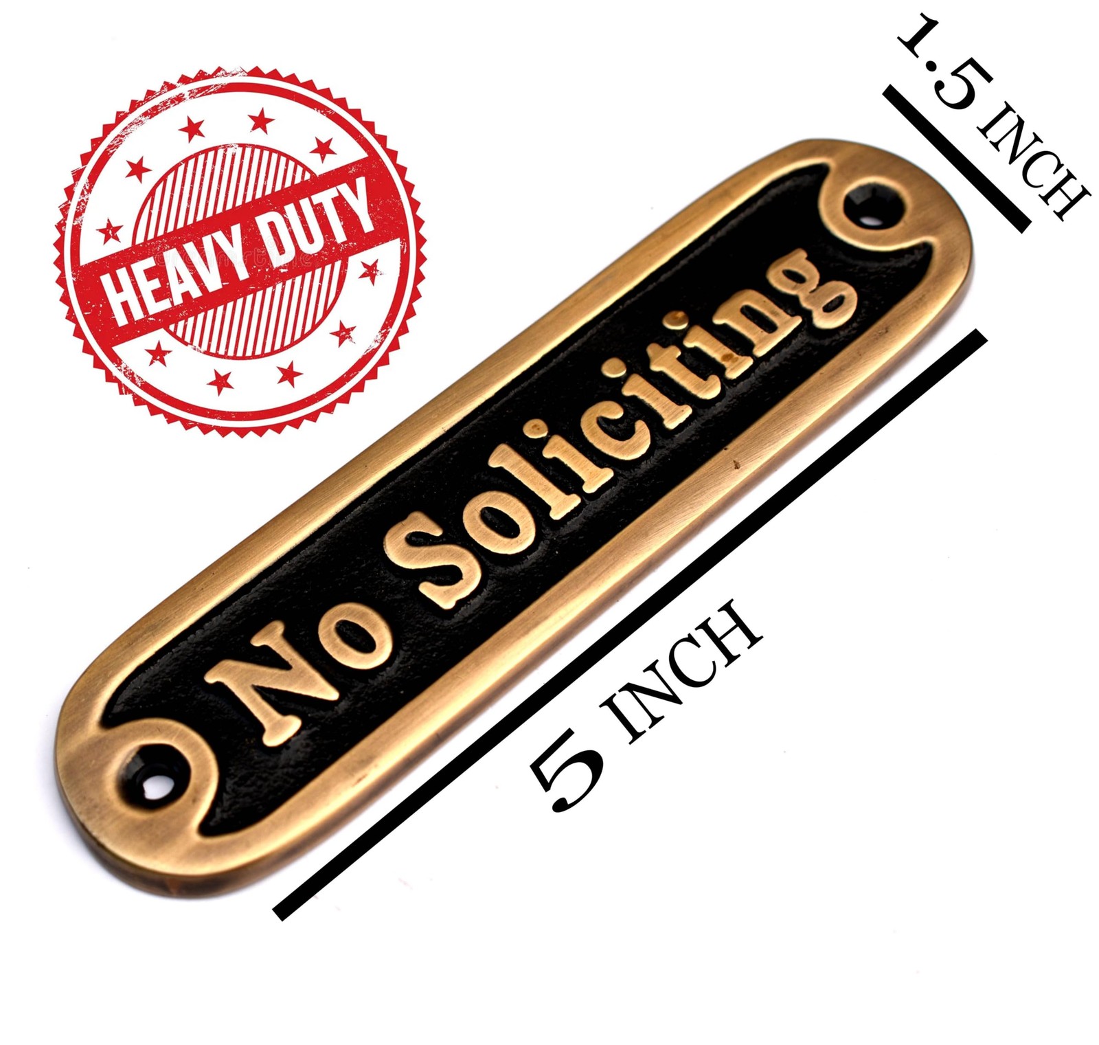 Brass No Soliciting Thank You Sign 5&Prime; – Solid Brass Wall Plaque – No Soliciting