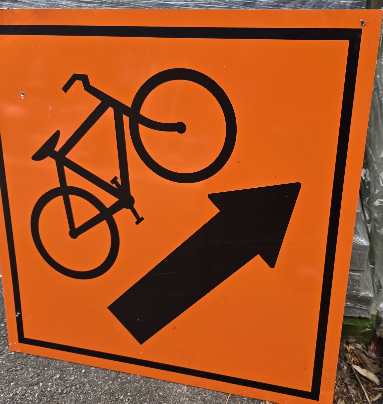 Bicycle Right Arrow Orange Reflective 24&Prime; Street Sign Bike Lane Construction #1