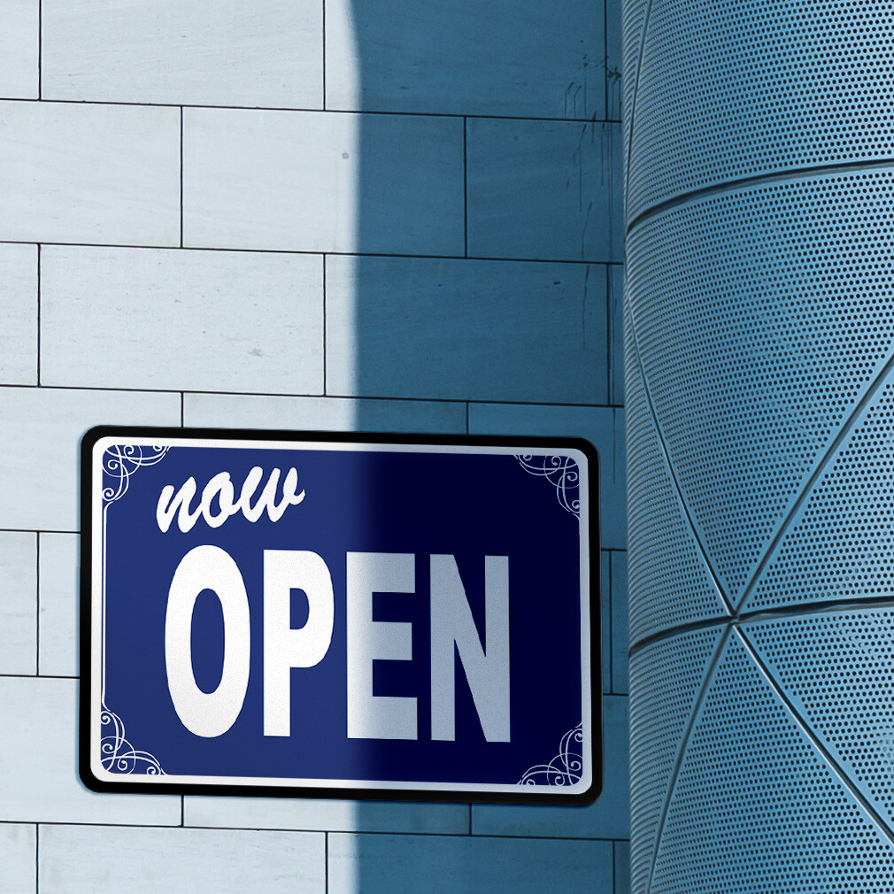 Horizontal Metal Sign Now Open A Business Weatherproof Street Signage