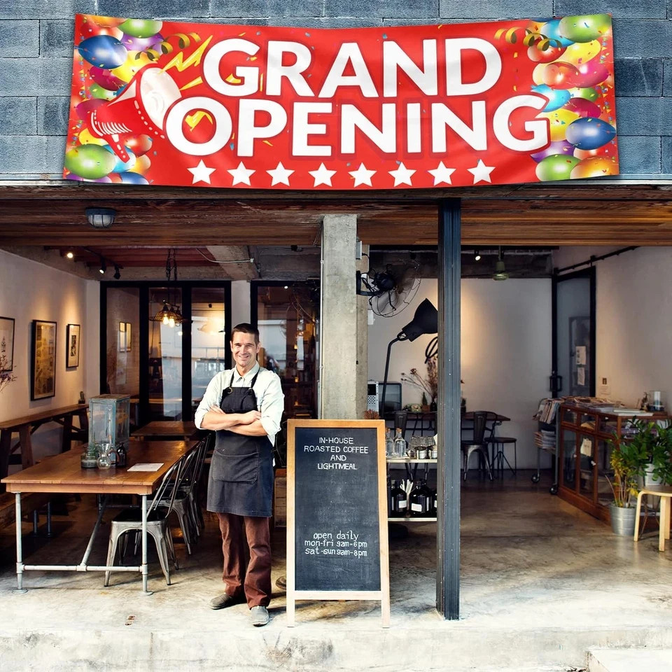 Grand Opening Banner, 3 X 10 Ft New Store Grand Opening Sign and Rope