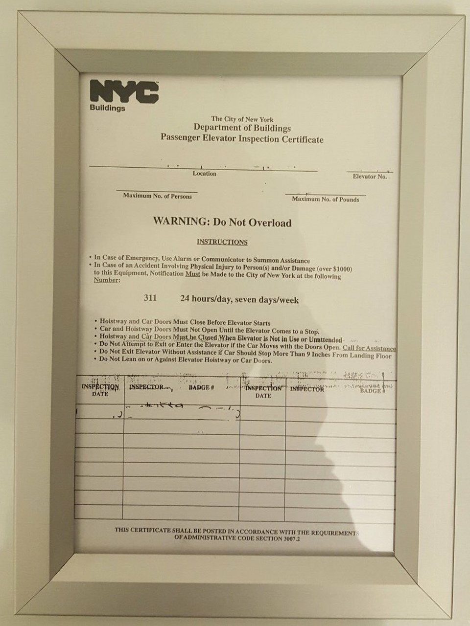 NYC Inspection Frame 6&Prime; X 9&Prime; (Heavy Duty Frame- Aluminum)