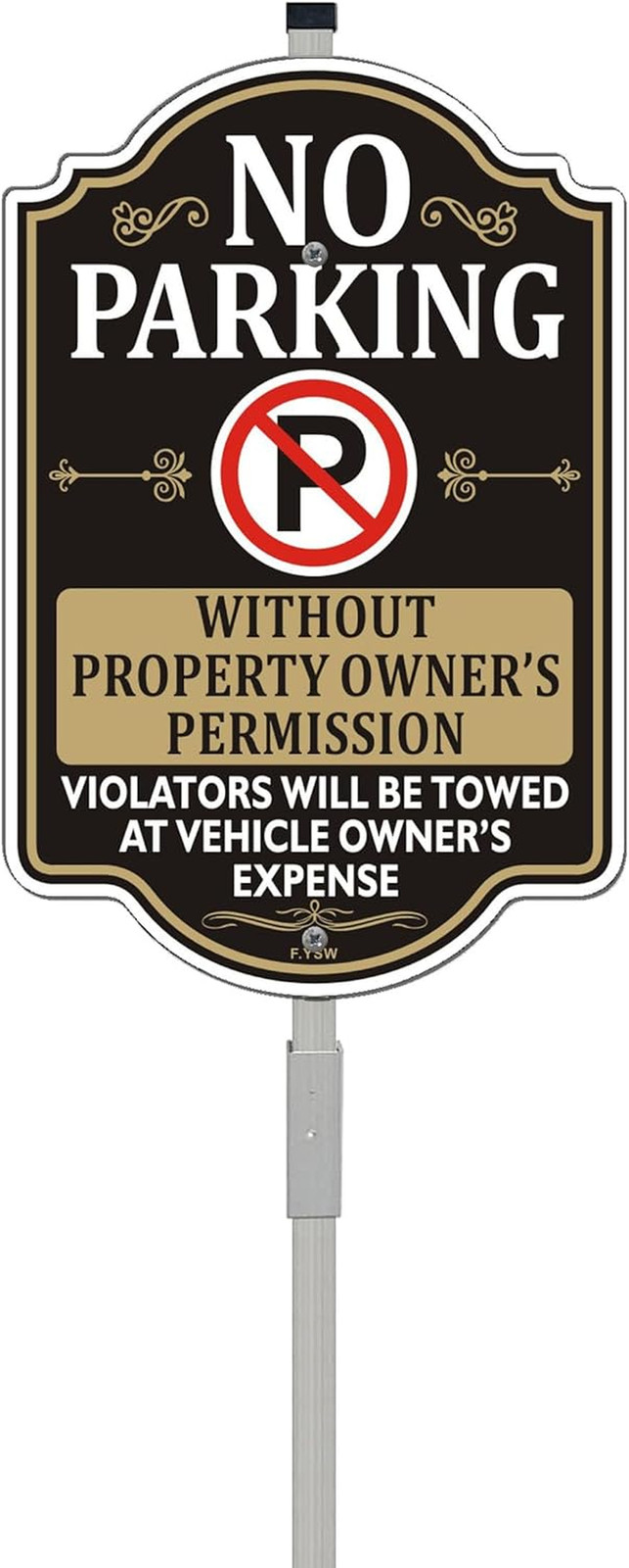 No Parking Without Permission Sign with Metal Stakes – 12&Prime; x 8
