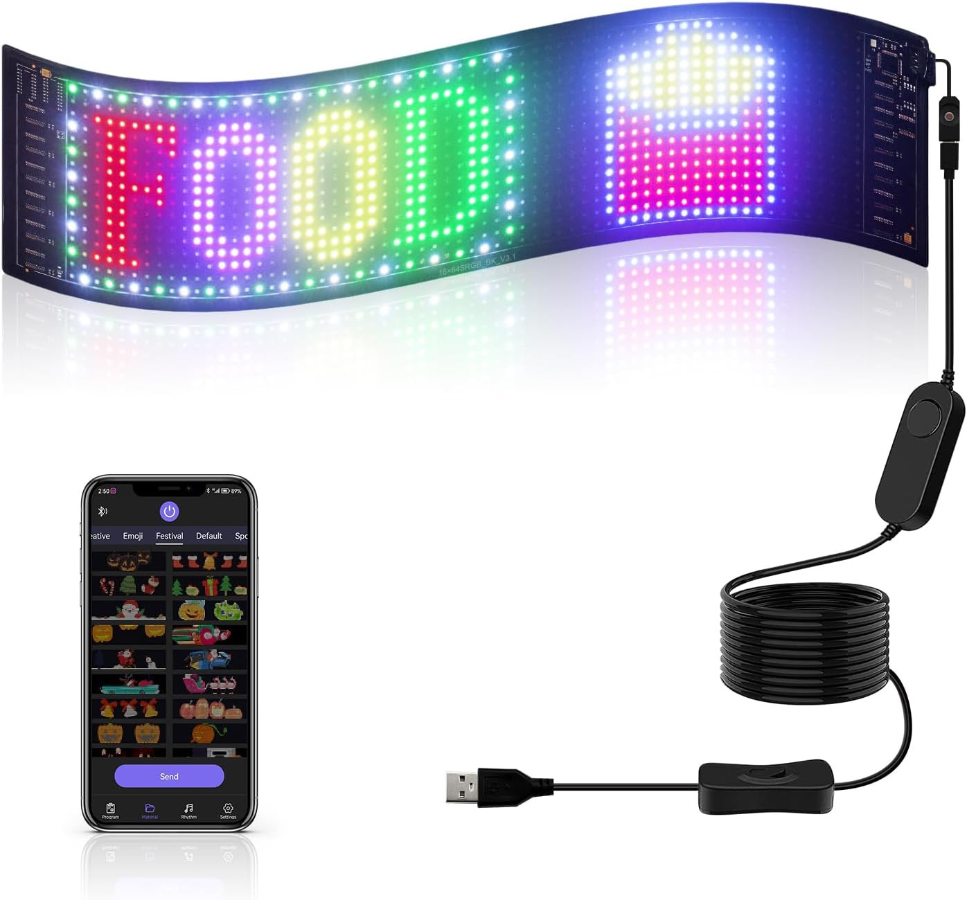 Programmable LED Sign High Bright Scrolling Signs USB 5V LED Matrix Panel Smart