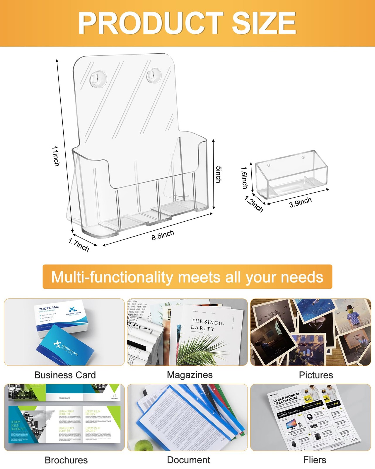Sahasea Acrylic Brochure Holder 8.5 x 11, 4 x 11 inches, 4 Pack