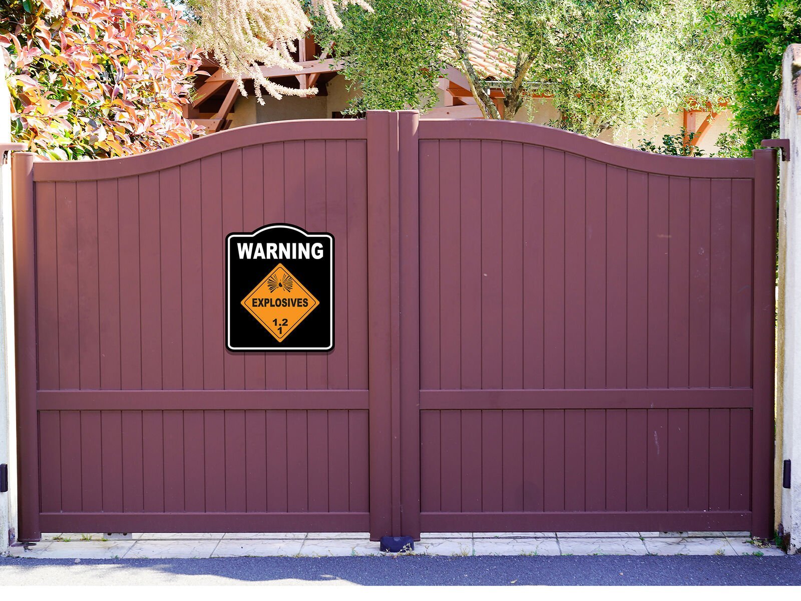 Warning_Explosives_1.2_orange_safty_osha_danger_black Aluminum Composite Sign