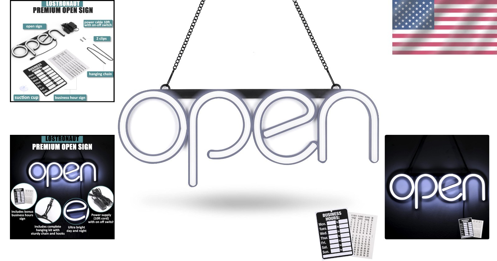 Ultra Bright LED Neon Open Sign – Elegant White Business Storefront Display -…
