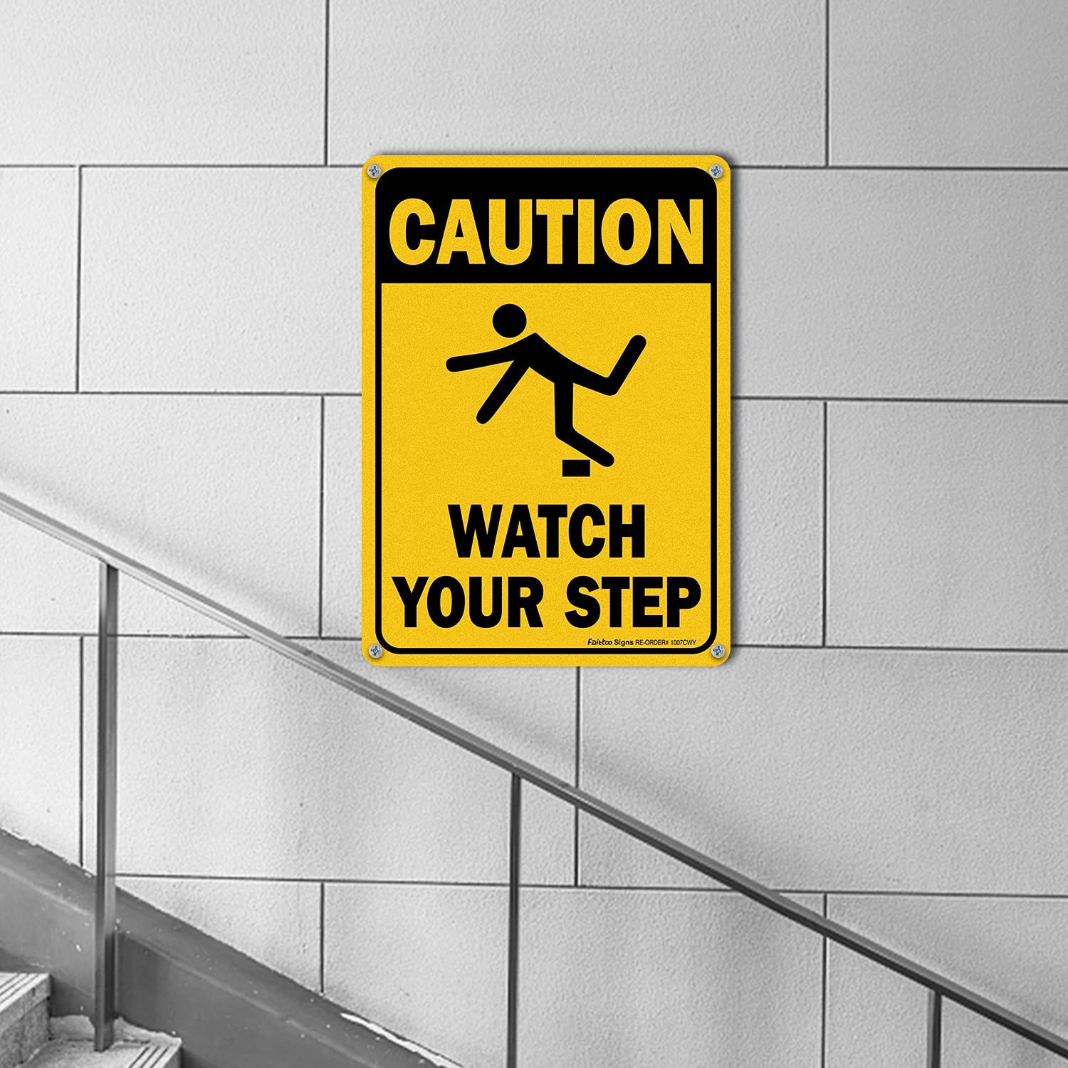 Caution Watch Your Step Sign, Safety Sign, 10 x 7 Inches rectangle, .040 Rust…