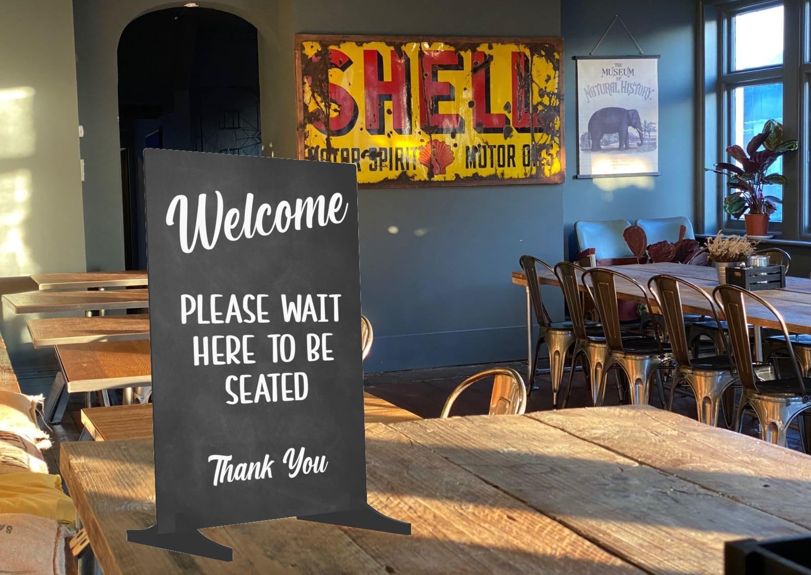 Welcome Sign Stand Freestanding Adhesive Blackboard Effect Acrylic Cafe Pub