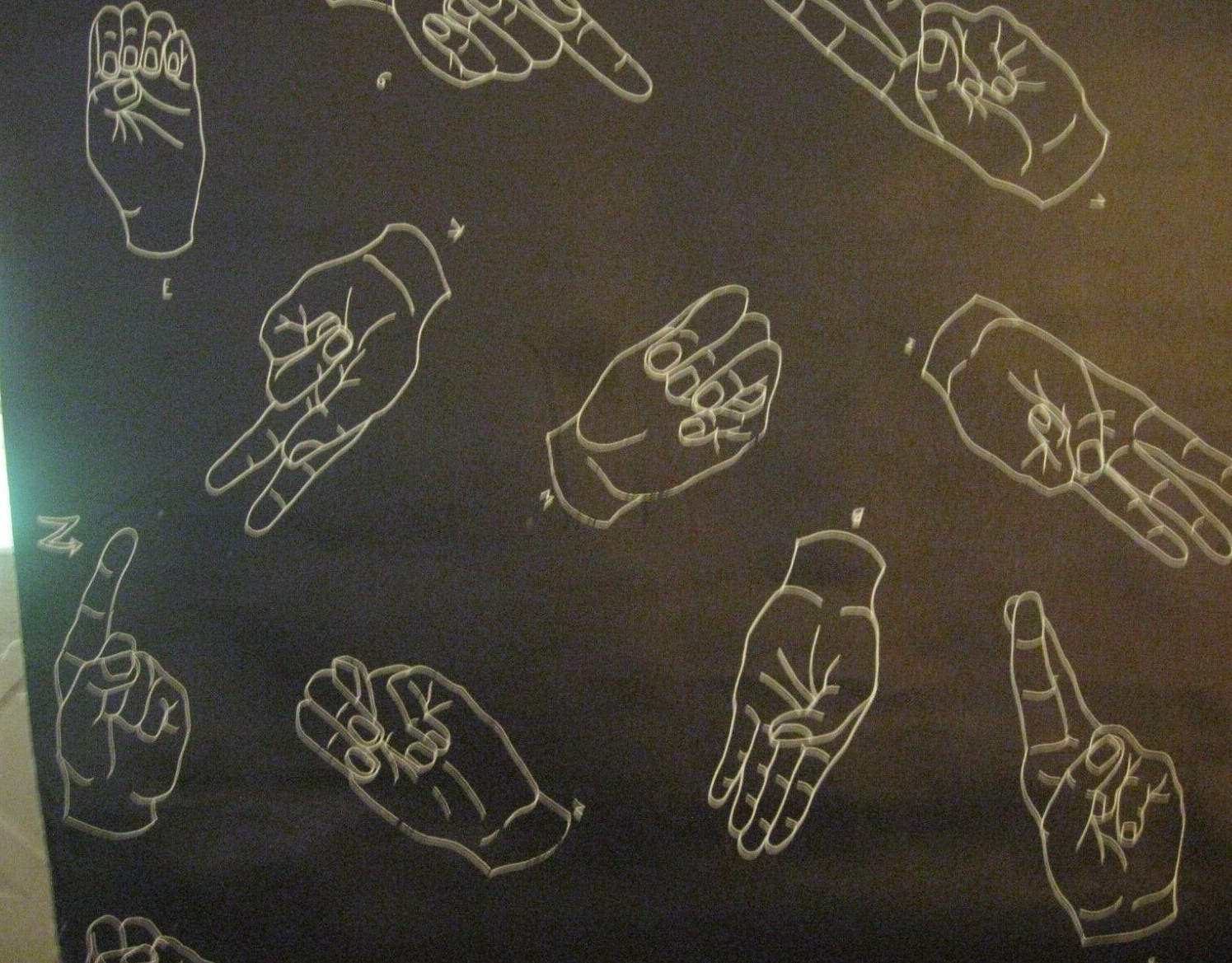 Vintage Hanging Canvas w/Sign Language Alphabet / Classroom Hanging / 40&prime; x 40&prime;