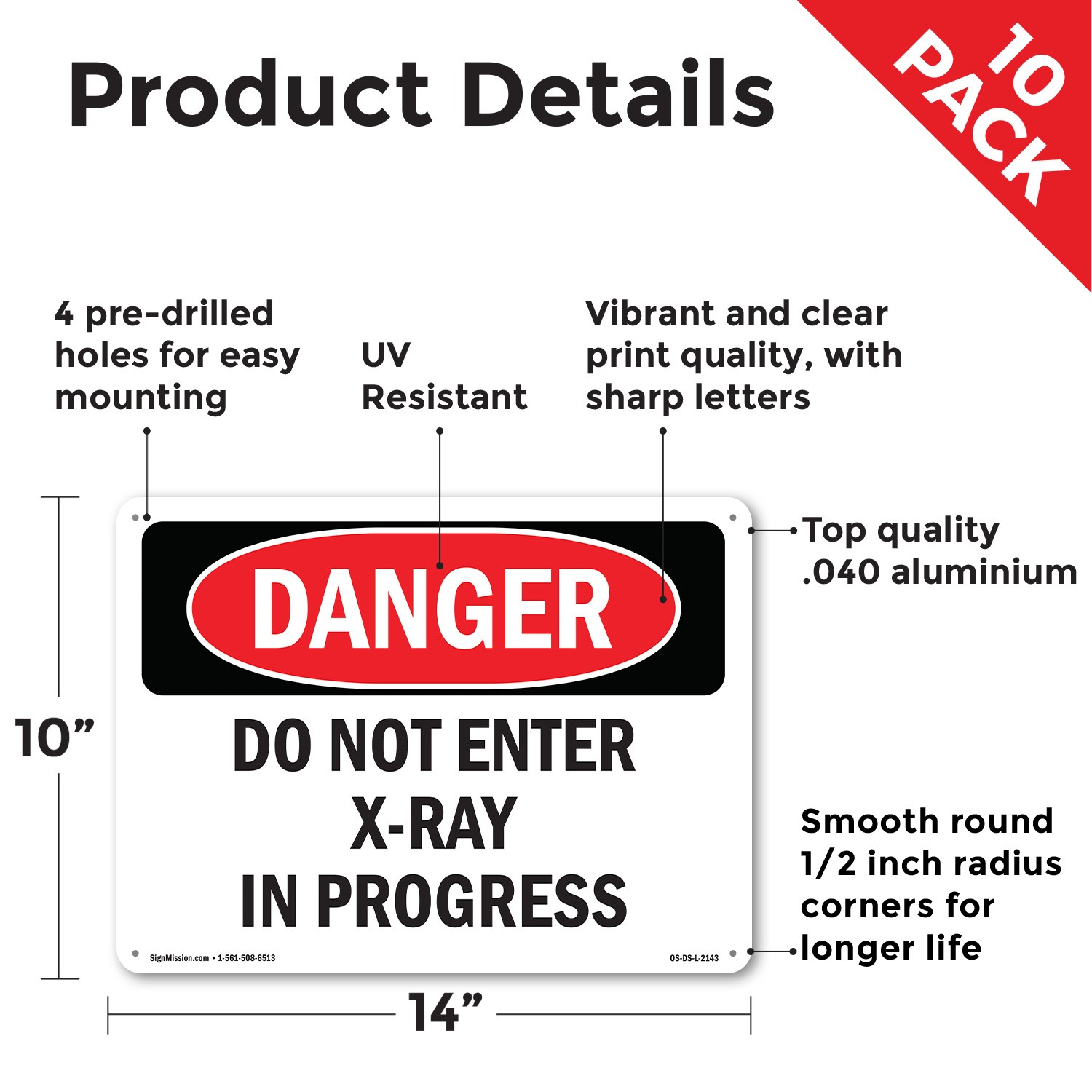 Do Not Enter X OSHA Danger Sign Metal, Plastic, Or Decal – 5 or 10 Pack