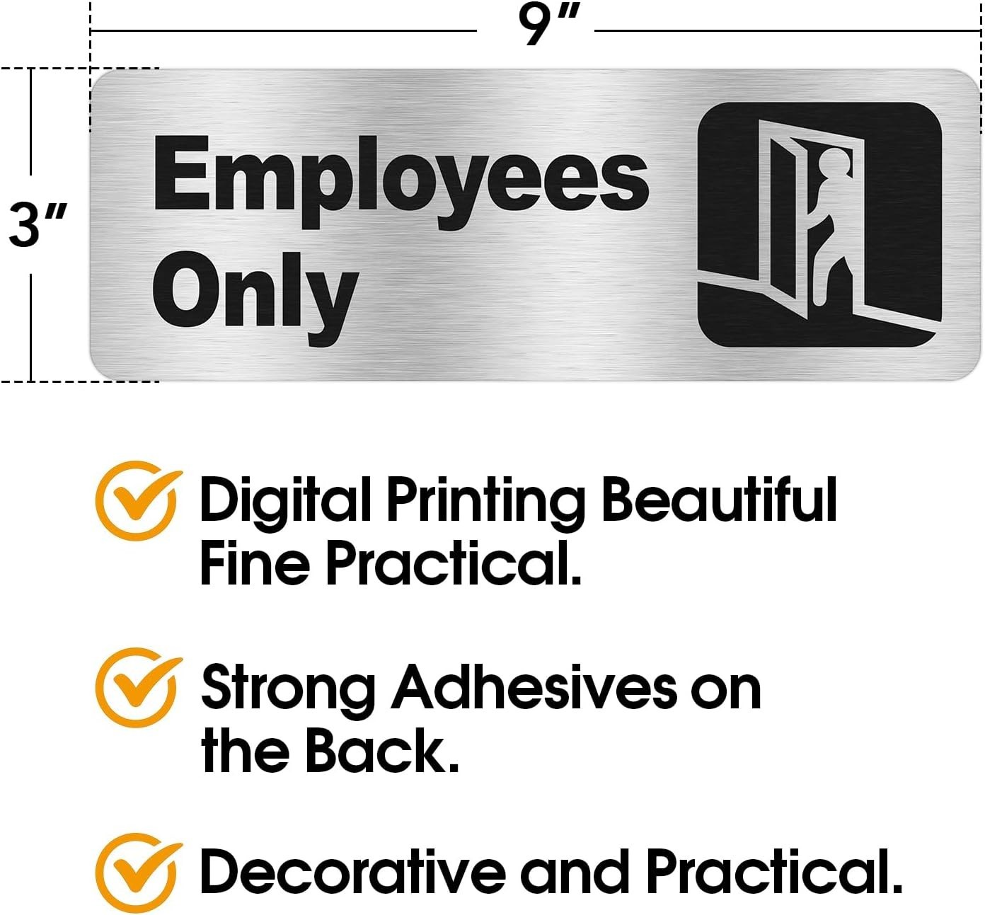 Faittoo Employees Only Sign, (4 Pack) 9 X 3 Inches Informative Rust Free Brus…