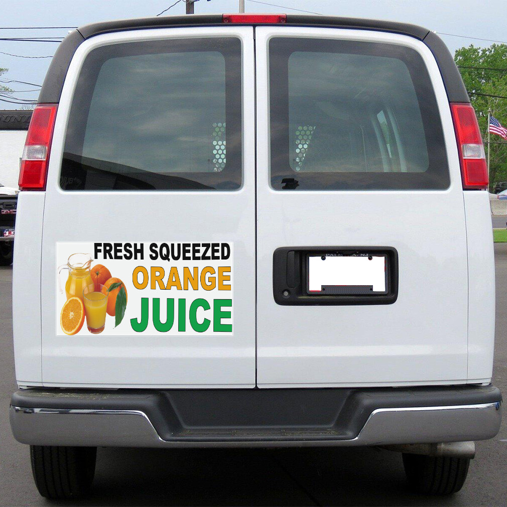 Car Magnet Set of 2 Fresh Squeezed Orange Juice Black Green Food Restaurant