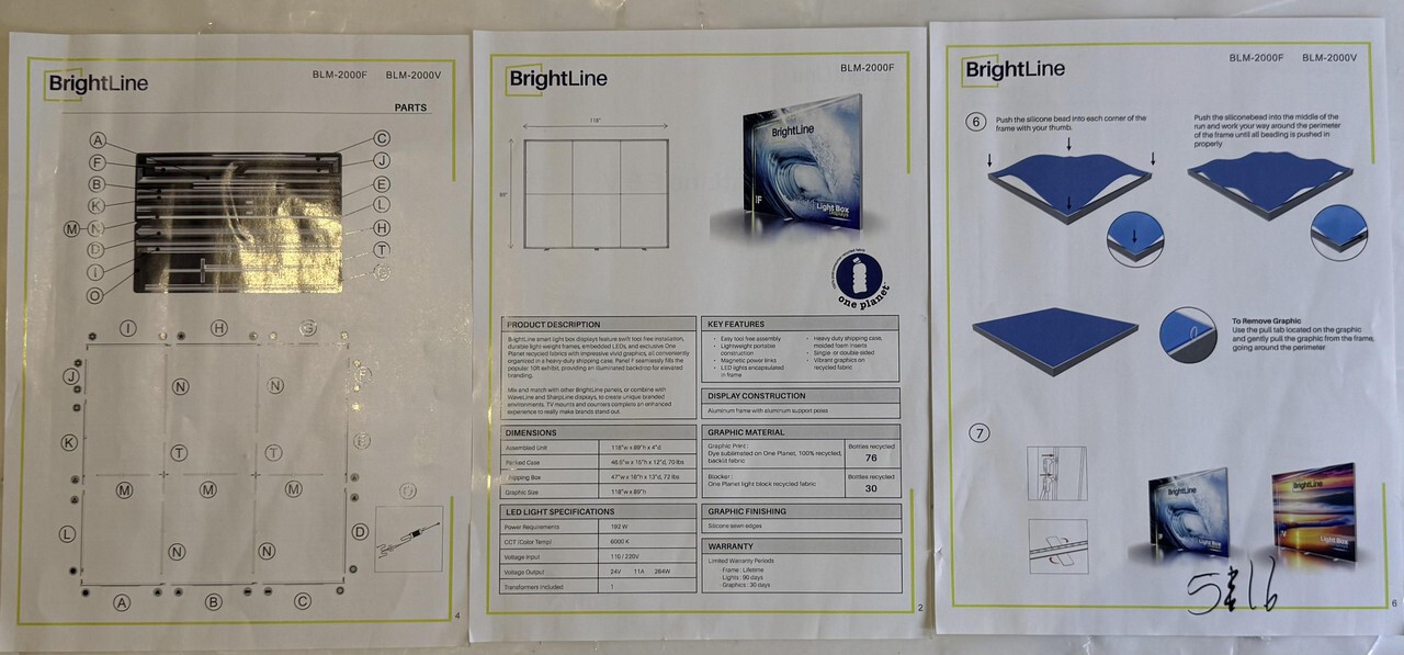 BRIGHTLINE BLM-200F 118&Prime; W X 89&Prime; H CUSTOMIZABLE BACKLIT DISPLAY PANEL