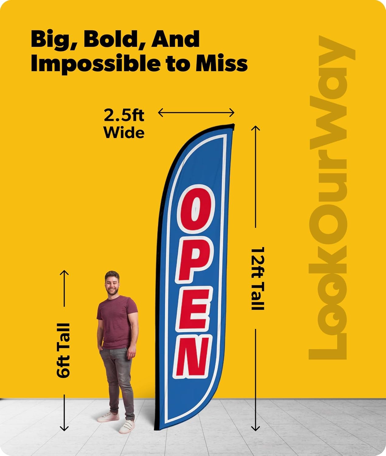 LookOurWay Feather Flag Banner – 12 Feet Tall Advertising Sign Swooper Flag Only