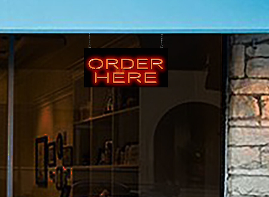 Order Here Neon Sign REAL Neon Window Sign Ready for Immediate Shipment