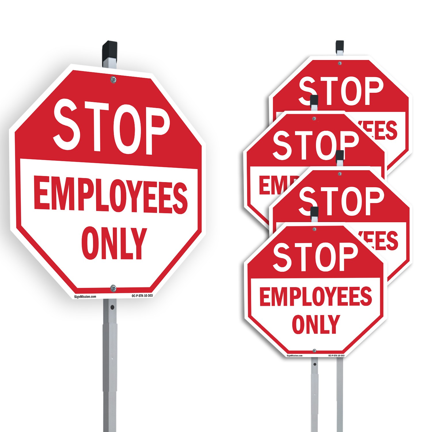 Stop Employees Only Octagon Sign With Stake Weather Resistant UV Protected