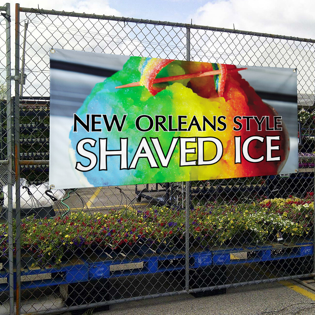 Vinyl Banner Multiple Sizes New Orleans Style Shaved Ice Restaurant & Food