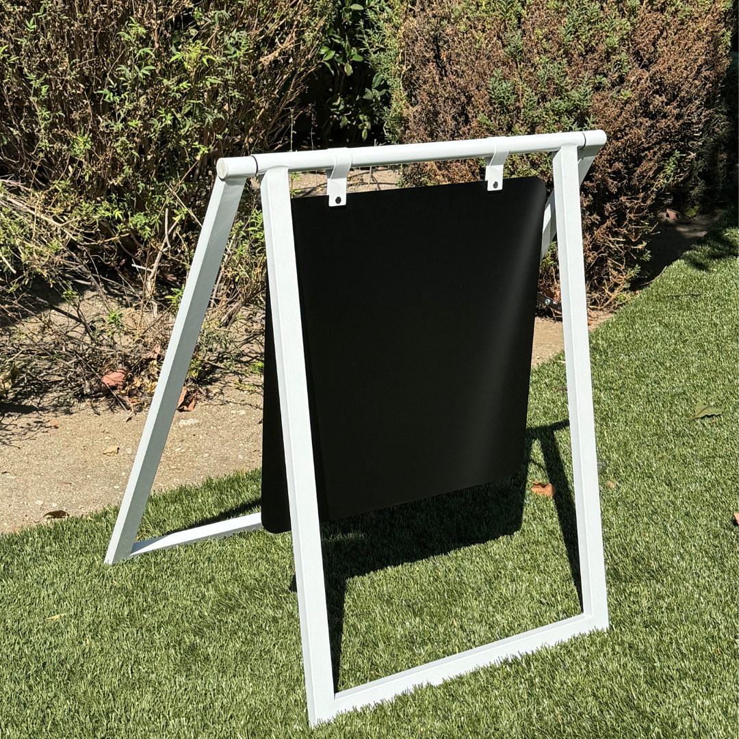 Pop-Up Metal Large A Frame Sign 24&Prime; x 30&Prime;, Black Frame w/Black Board