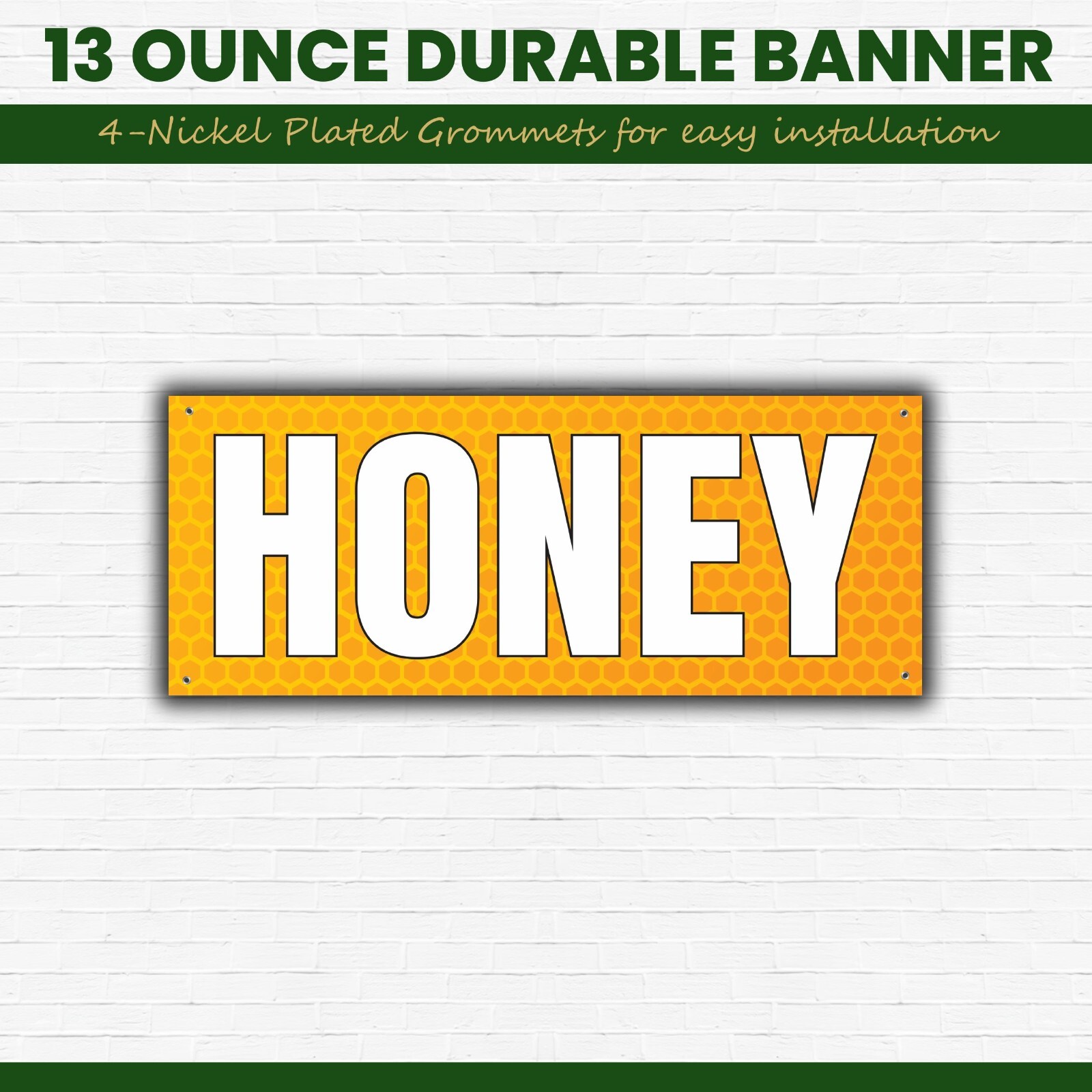 Honey Canvas Banner Large Honey Sign 48×20 Inches with Corner Grommets Durable