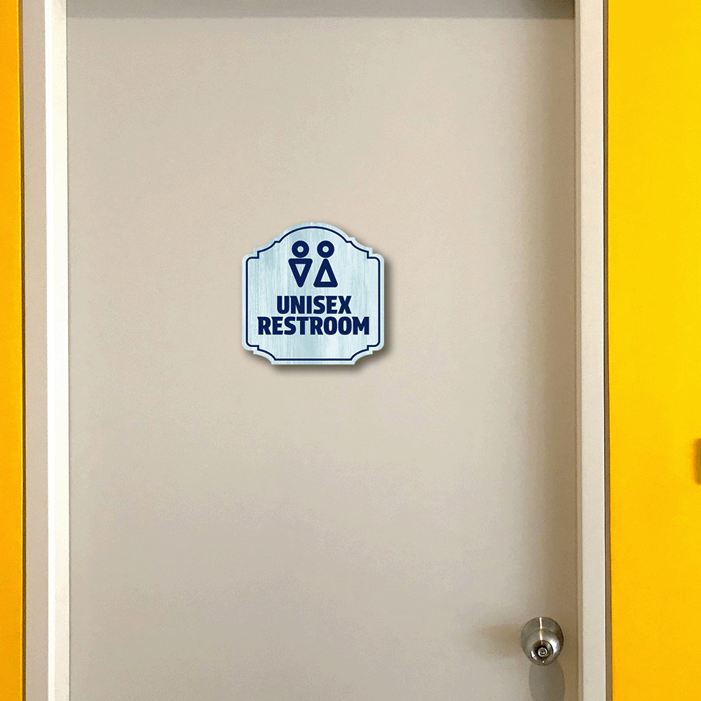 Heritage Plus Unisex Restroom Wall or Door Sign | Gender Neutral Bathroom