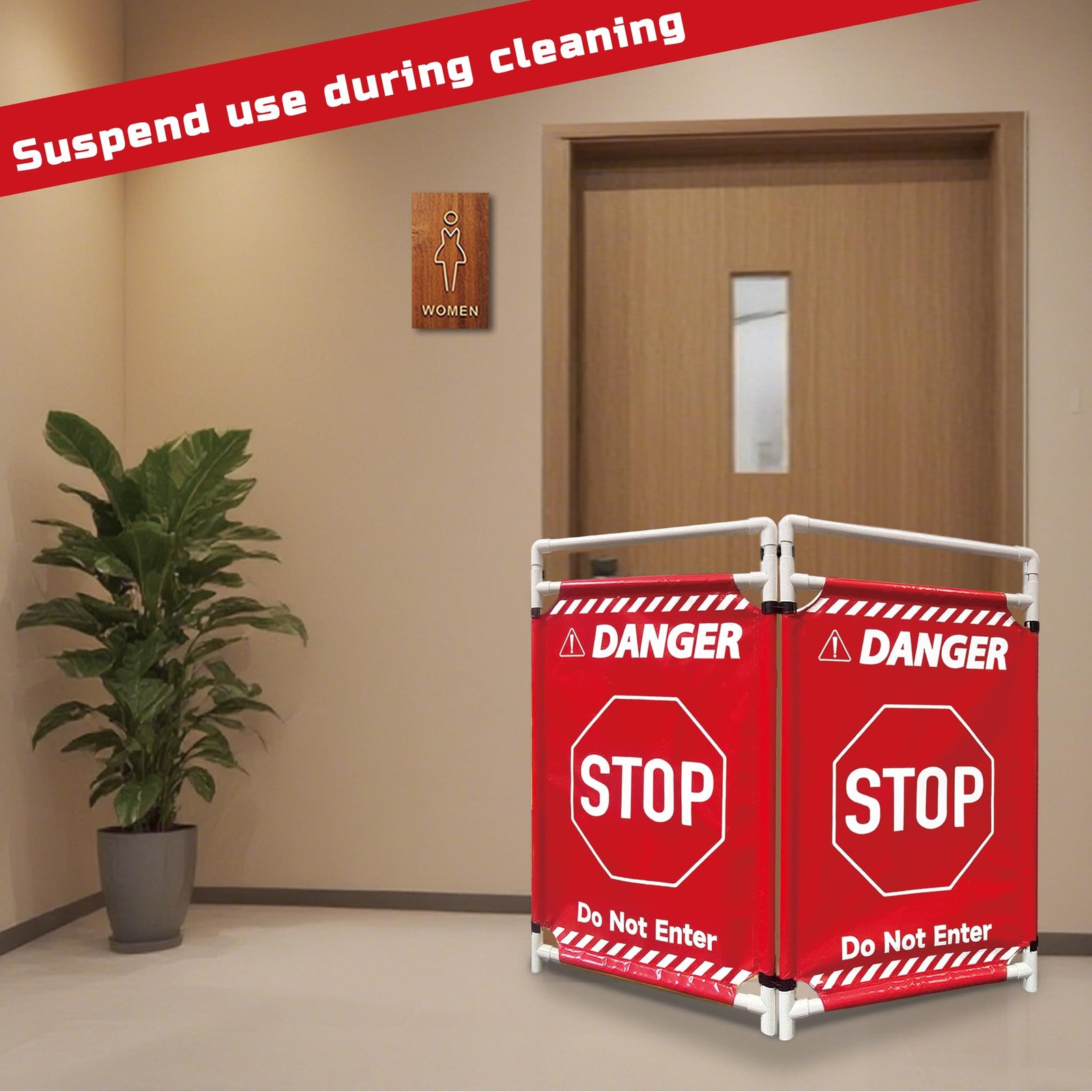 Safety Caution Barricade 2Panels Foldable Security Signs With PVC Tarp Remova…